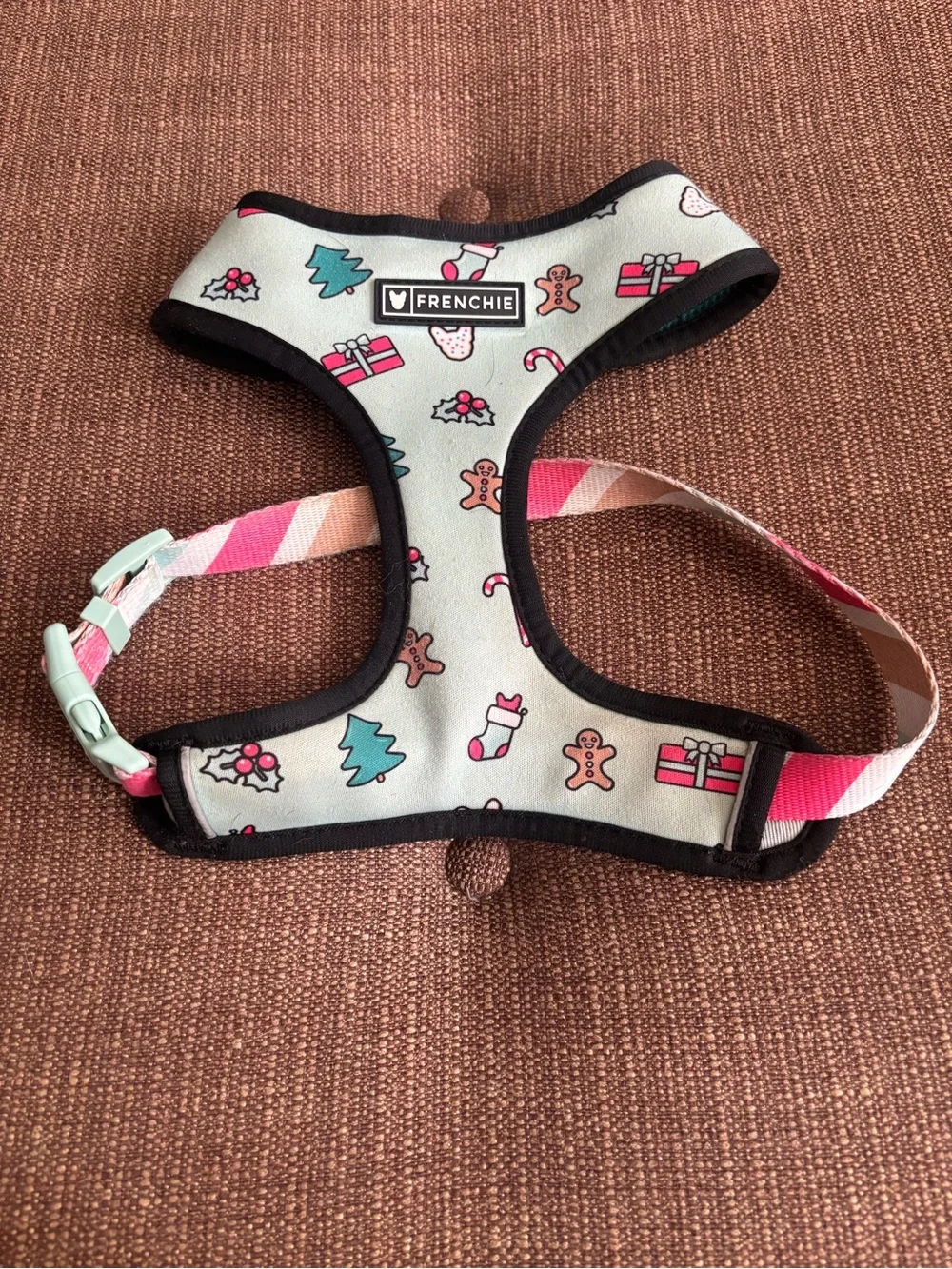 Frenchie Bulldog Reversible Dog Harness Winter/Christmas print Medium